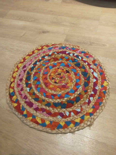 Muticolor Round jute cotton mat