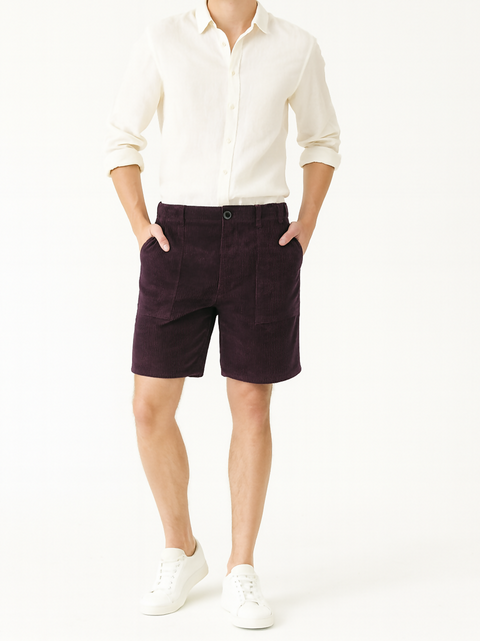 Maroon Classic Corduory Shorts