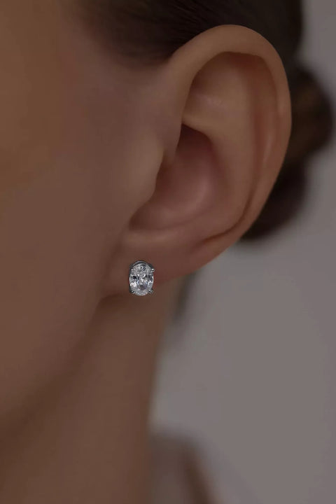 Earstuds With Oval Cut High-Grade Cubic Zirconia