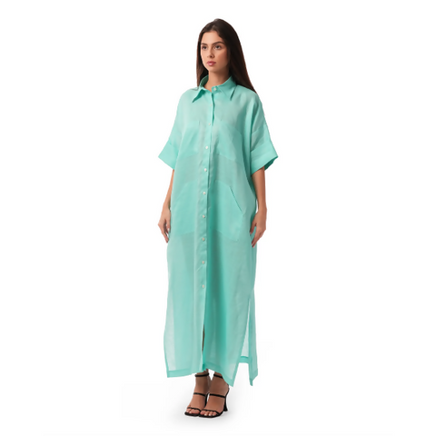 Green Linen Trench Coat