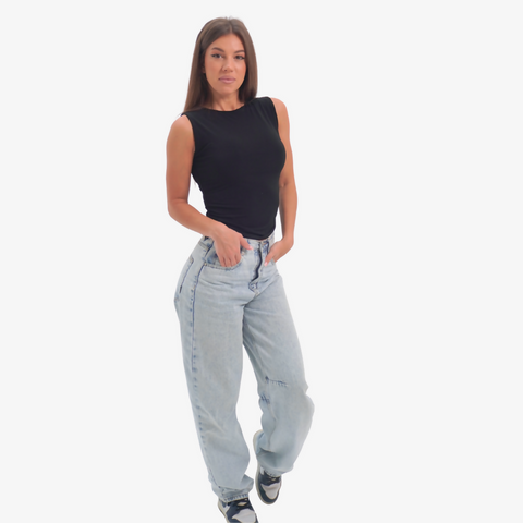 Emma - straight neckline top black