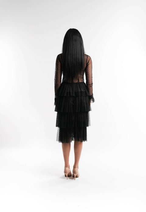 Black Layered Tulle Dress