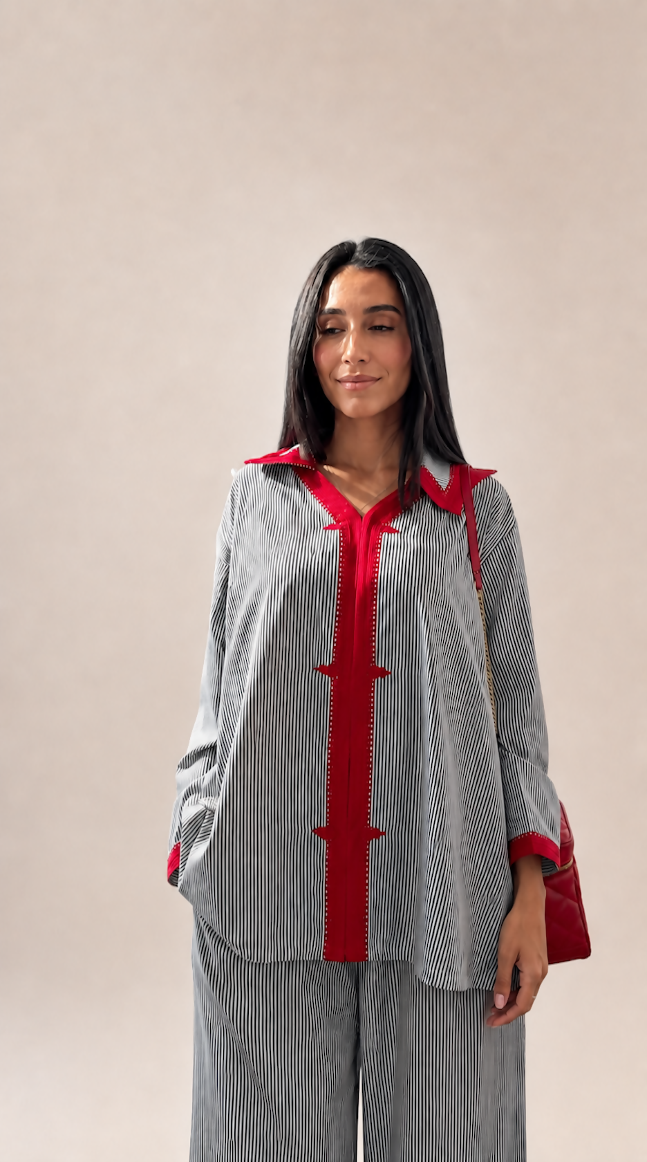 AMARA POPLIN BLACK-RED