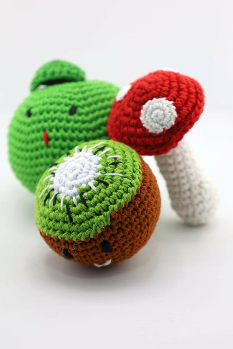 susarts crochet fruits and vegetables ''kiwi, mushroom. apple''