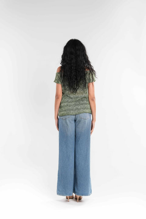 Green Crochet Knit Top