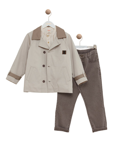 BOMBILI Boys 3-piece set (shirt,sweat,pants) - Beige
