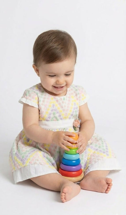 MAISON BEBE Bimbo Rainbow Broderied Dress-White