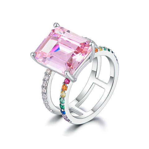 Ring with pink cubic zirconia Rainbow