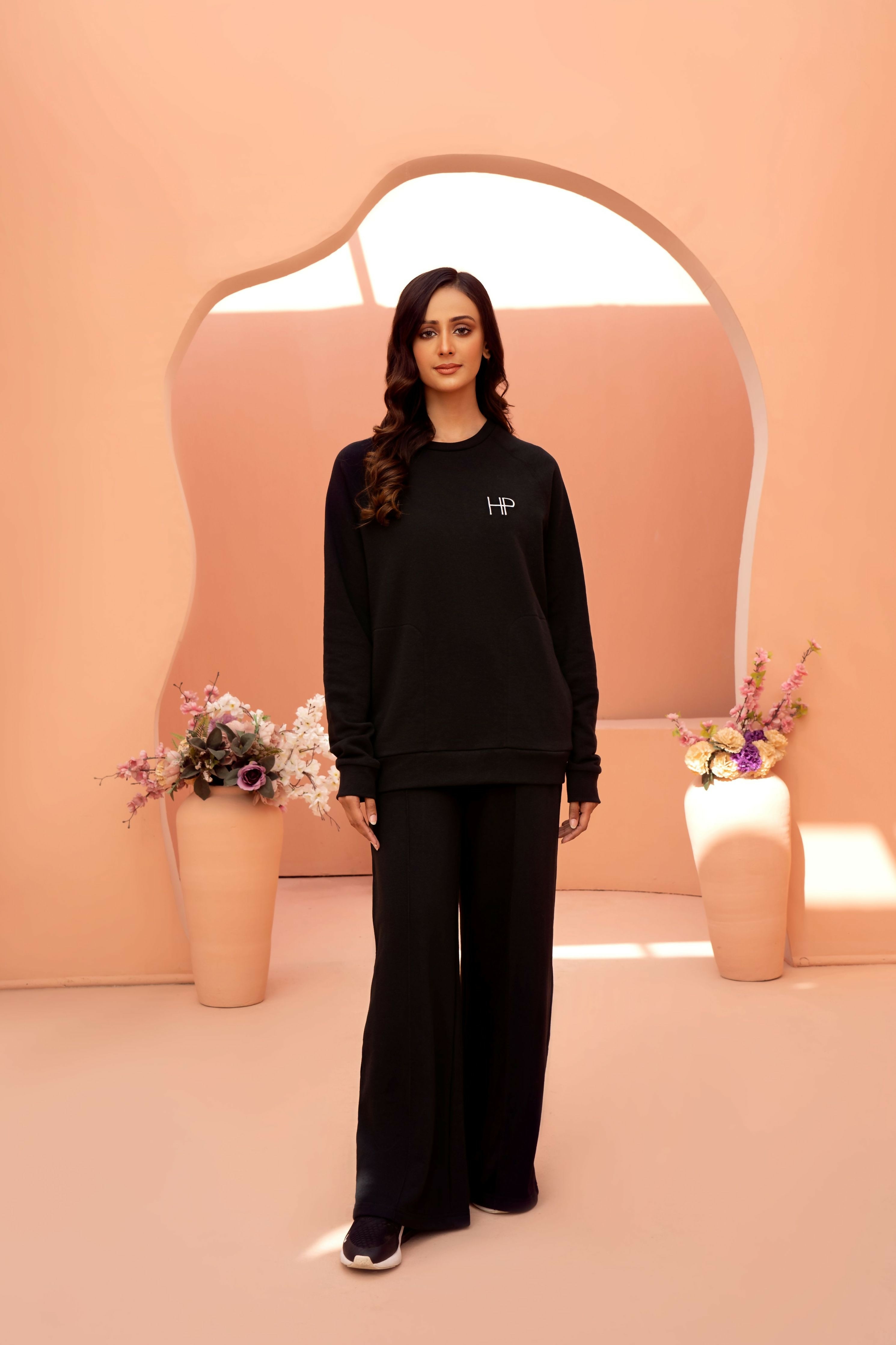 Long Sleeves Terry Top - Lana Black