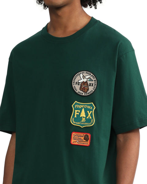 Patched Dark Green T-shirt in Cotton Jersey