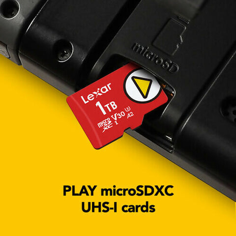 بطاقات LEXAR PLAY سعة 1 تيرابايت MICROSDXC UHS-I، بسرعة قراءة تصل إلى 160 ميجابايت/ثانية C10 A2 V30 U3 