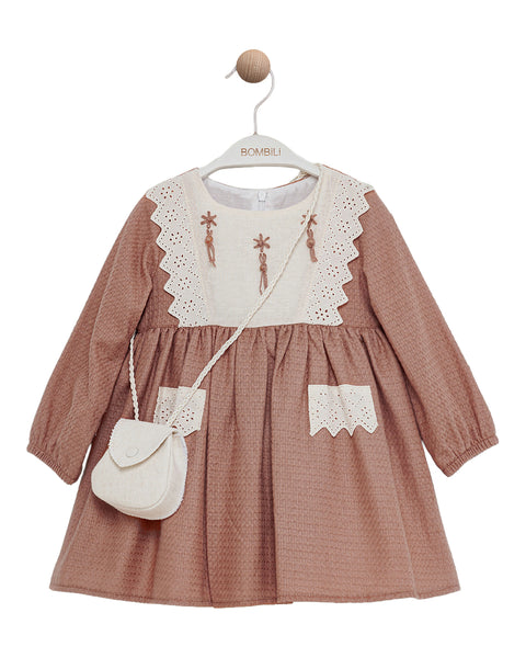 BOMBILI Girls Dress with a bag - Cinnamon