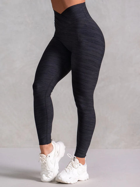 Ryderwear Icon Cross Over Scrunch Leggings Black Marl