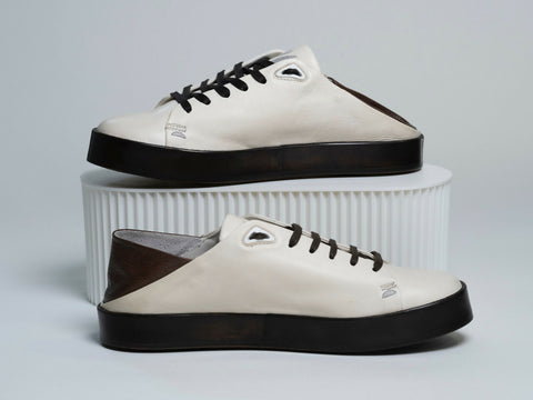 Axel Leather Sneakers in Cream & Brown