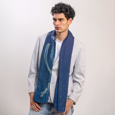 Blue modal cashmere scarf - 2