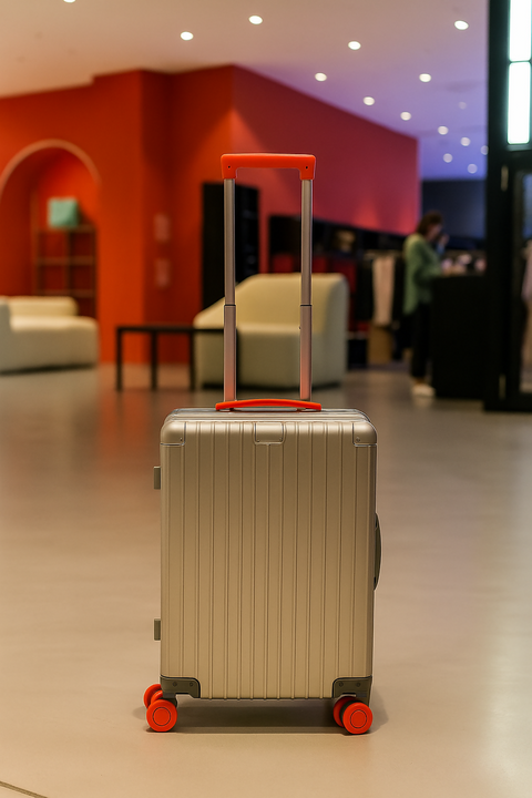 Medium Check-In – Silver Chrome with Orange Pop