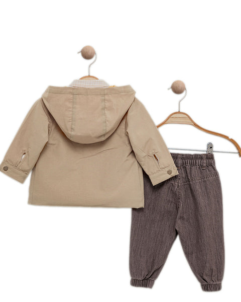 BOMBILI Boys 3-piece set (shirt,jacket,pants) - Camel