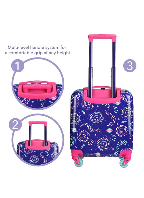 Milk&Moo 18-inch Kids Carry-On Luggage with 360° Glowing Light-Up Wheels, Ayris