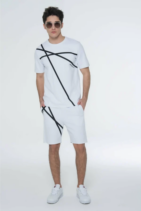 GEOMETRIC RUBBER LINE TSHIRT WITH SHORTS SET