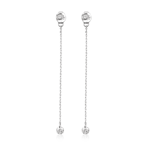 Stud earrings with pendant cubic zirconia