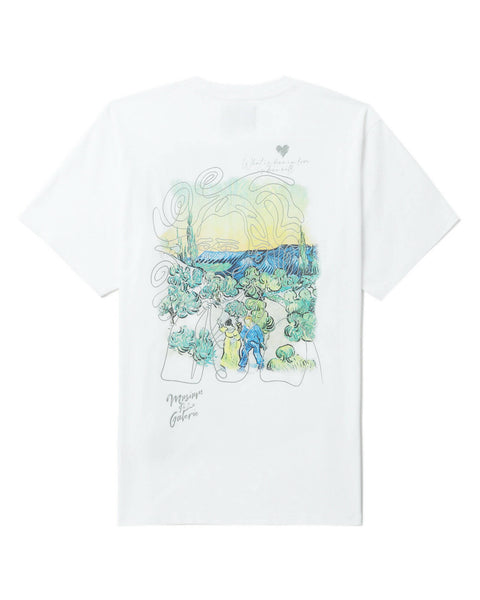 Amour Watercolor Print Short Sleeve T-shirt in White