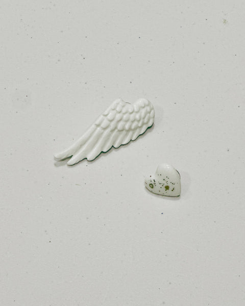 Porcelain Assymetrical Wing Love Earrings