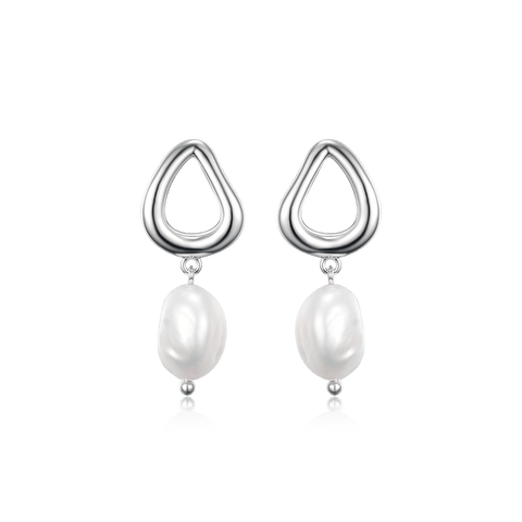 Streamlined earrings with baroque pearls