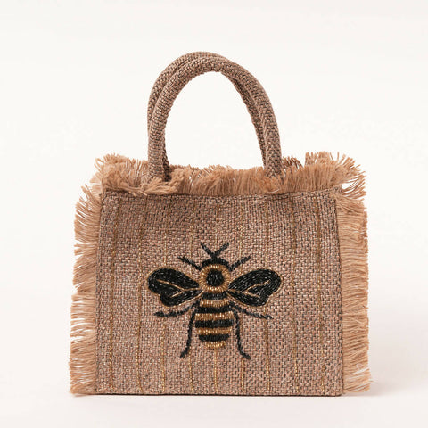 Gold and black bee small tote bag