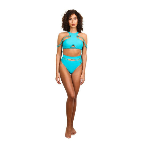 Tribal Bikini Bottom - Amalfi Blue - Sustainable Italian Fabric