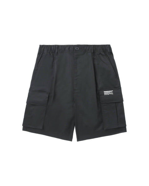 Logo Patch Black Cargo Shorts in Cotton