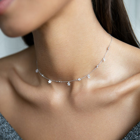 Necklace with floating stars