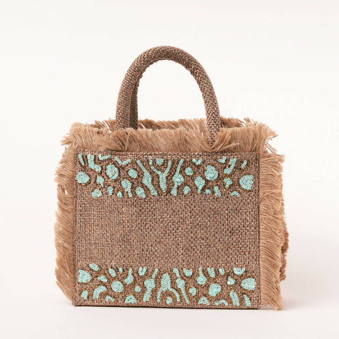 Sea Green Snake pattern small tote bag