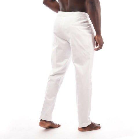 Trousers White Pleated chino