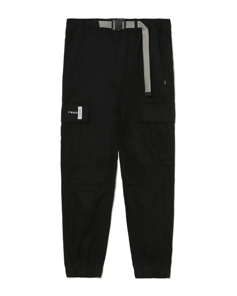 Logo Patch Black Cargo Pants in Cotton