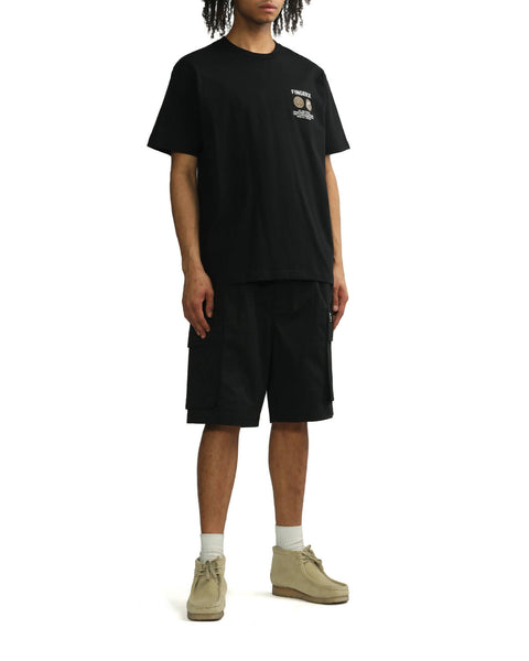 Logo Patch Black Cargo Shorts in Cotton