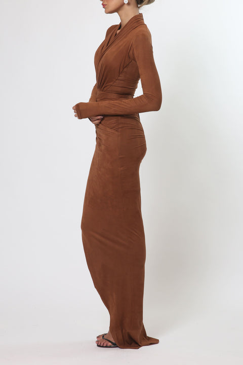 Maxi Shamwa Dress in Brown