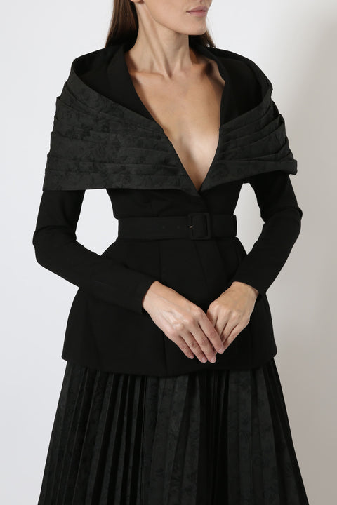 Retro Dress with Puff Skirt in Black