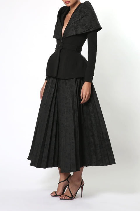 Retro Dress with Puff Skirt in Black