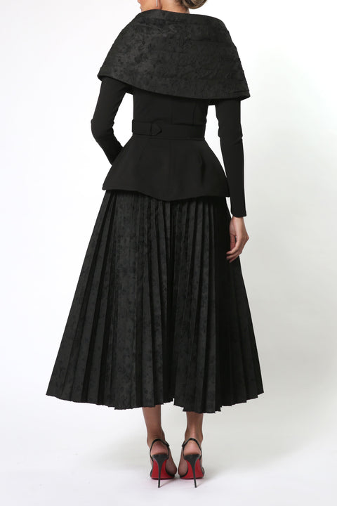 Retro Dress with Puff Skirt in Black