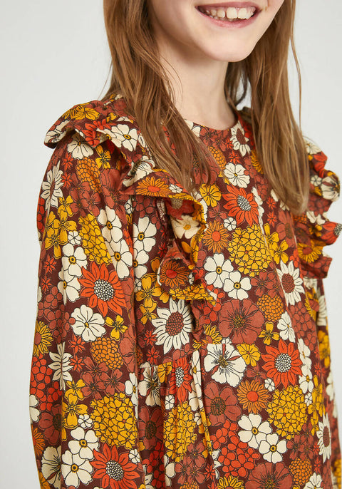 Autumn Flowers Print Dress