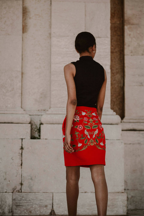 Madeline Embroidered A-Line Skirt