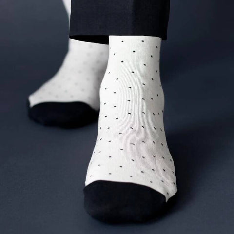 Gentleman Edition Cream Dotted Ankle Length