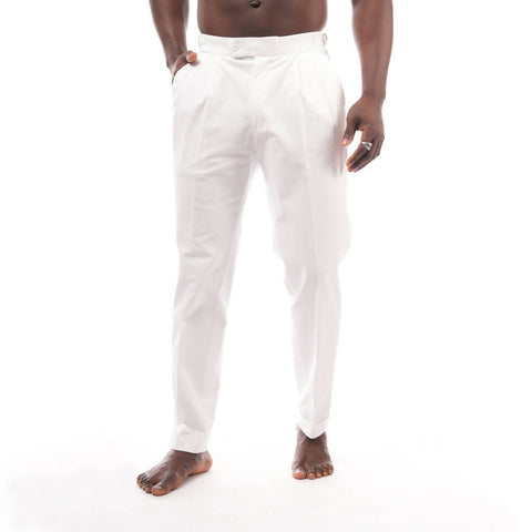 Trousers White Pleated chino