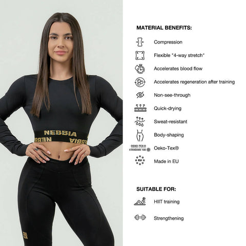 Nebbia Women’s Long Sleeve Crop Top Intense Perform Gold