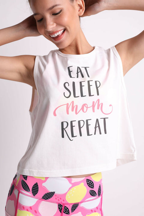 Eat Sleep Mom Repeat Crop