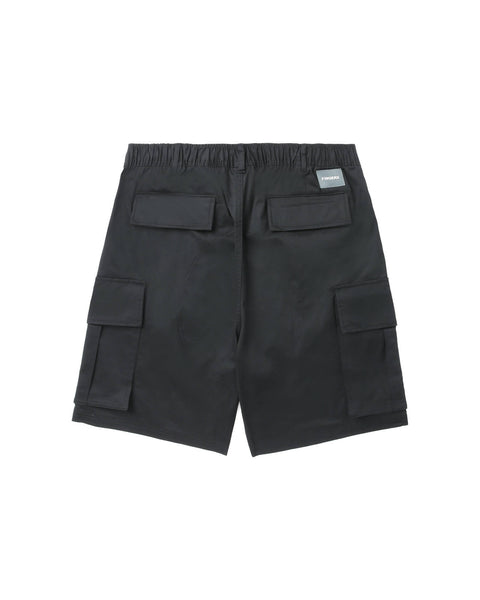 Logo Patch Black Cargo Shorts in Cotton