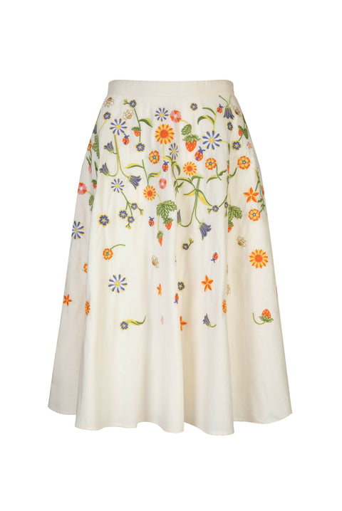 Eliza Embroidered Organic Cotton Skirt