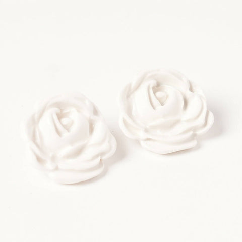 Porcelain Rose Flower Earrings