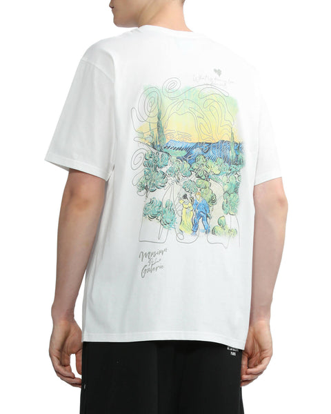 Amour Watercolor Print Short Sleeve T-shirt in White