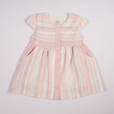 Pastel Rainbow Shirt Dress in Pink